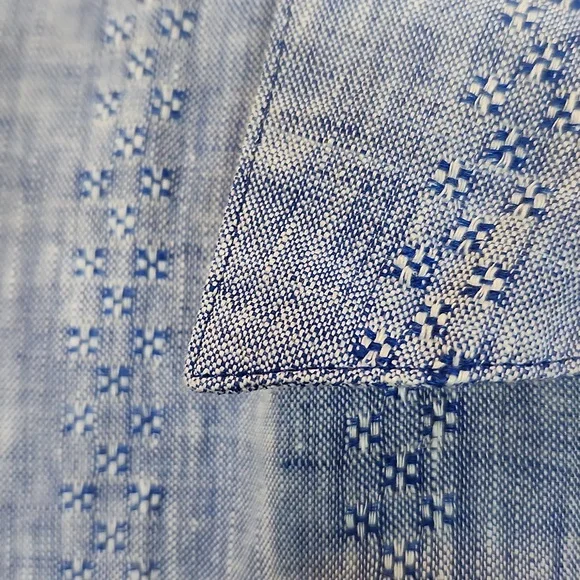 Chico's 100% Linen No Iron Blue Button-Up‎ Blouse Size 14 - Picture 7 of 12